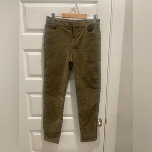 Peruvian Connection Zoe Velveteen Velvet Pants Jeans Green Olive Army US 10